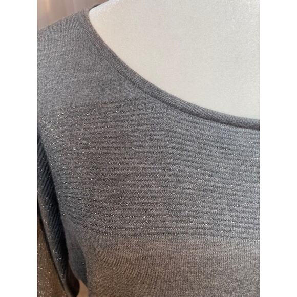 Express Size Small Pullover Knt Top 3/4 Sleeves Gray - Picture 2 of 5